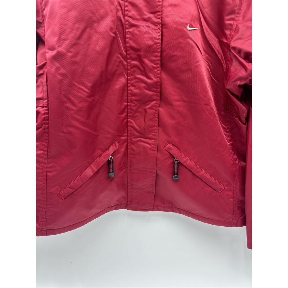 VINTAGE Nike Jacket Full Zip Front Maroon Jacket Pockets Swoosh Women’s Size L - Picture 3 of 11